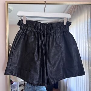 Sage the Label Black Leather Women Shorts